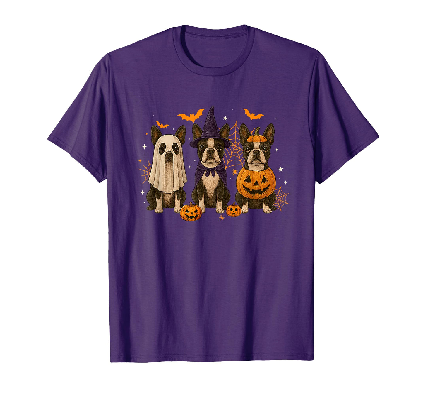 Funny Terrier Dog Ghost Witch Pumpkin Halloween Costume T-Shirt