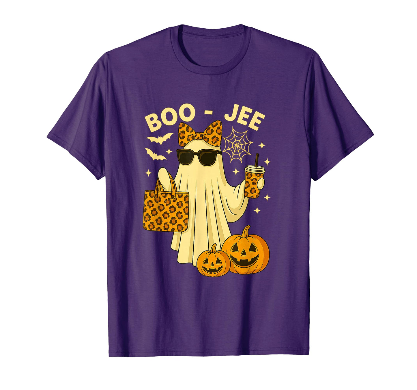 Coquette Leopard Ghost Coffee Boo-JEE Halloween Boujee Ghost T-Shirt