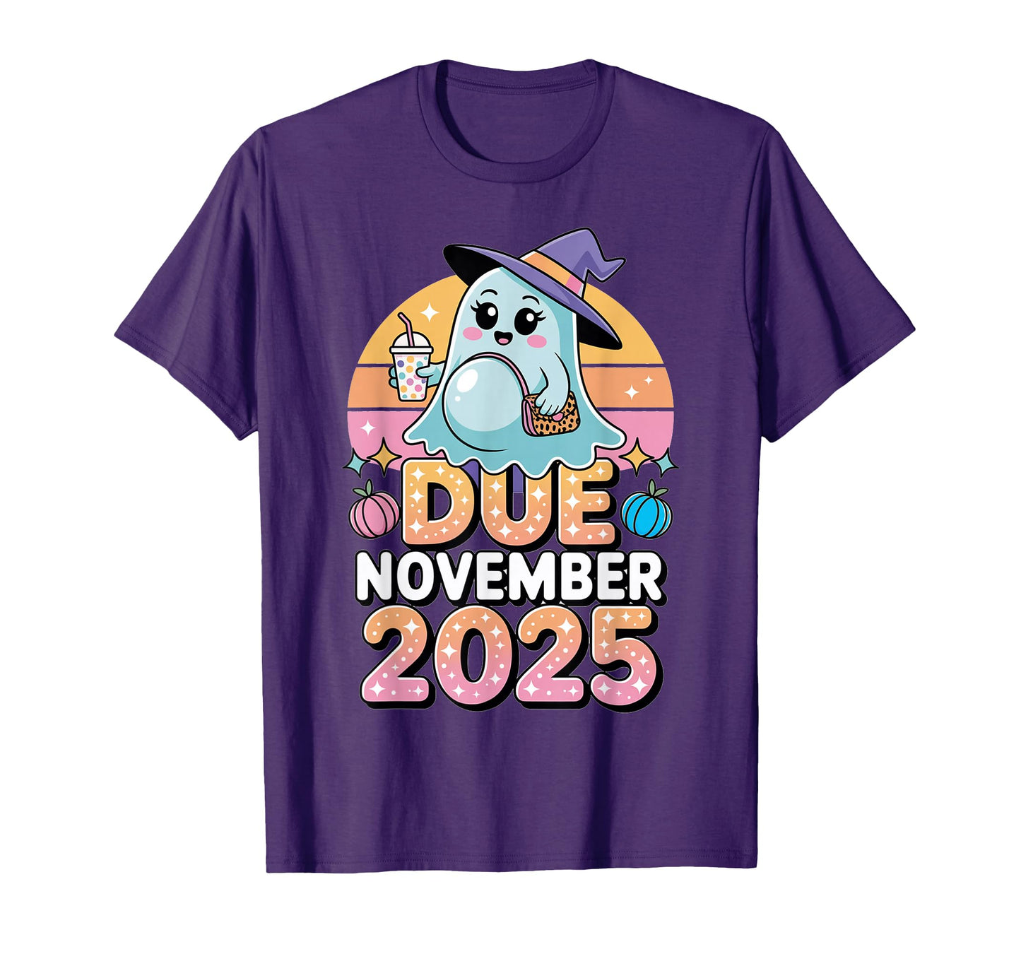 Halloween Pregnant Due November 2025 Mama Ghost Baby Mom T-Shirt