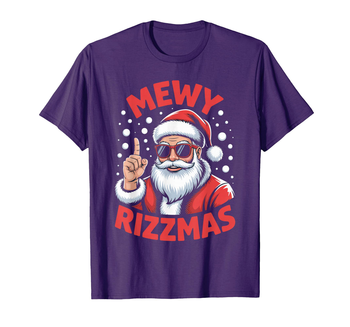 Mewy Rizzmas Santa Lovers Funny Christmas Holiday Tee T-Shirt