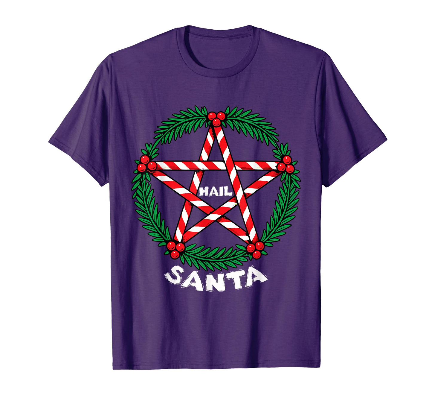 Hail Santa Christmas Wreath Pagan Solstice Christmas T-Shirt