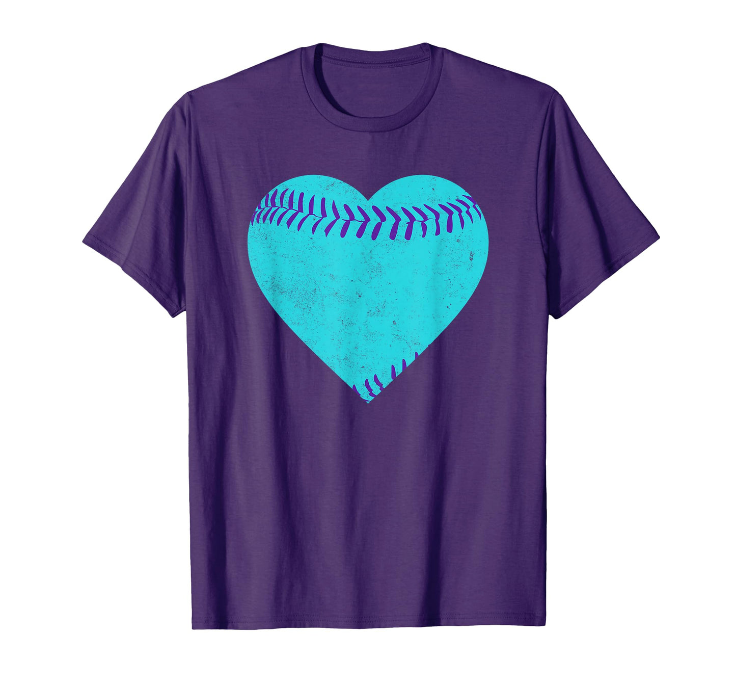 Vintage Teal and Purple Baseball Heart T-Shirt