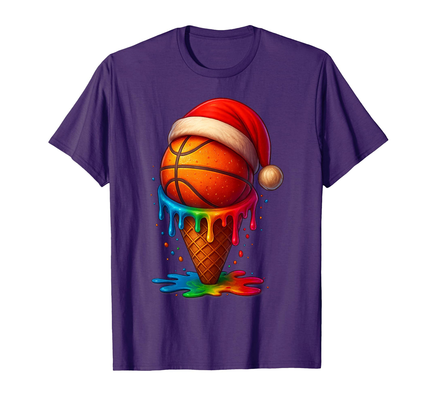 Basketball Ice Cream Drip Christmas Tree Gifts T-Shirt