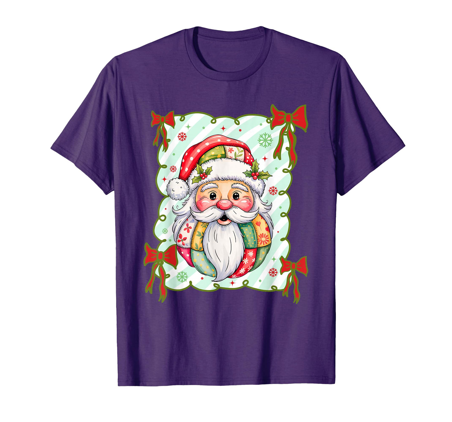 Coquette Patchwork Santa Claus Christmas, Santa Claus Xmas T-Shirt