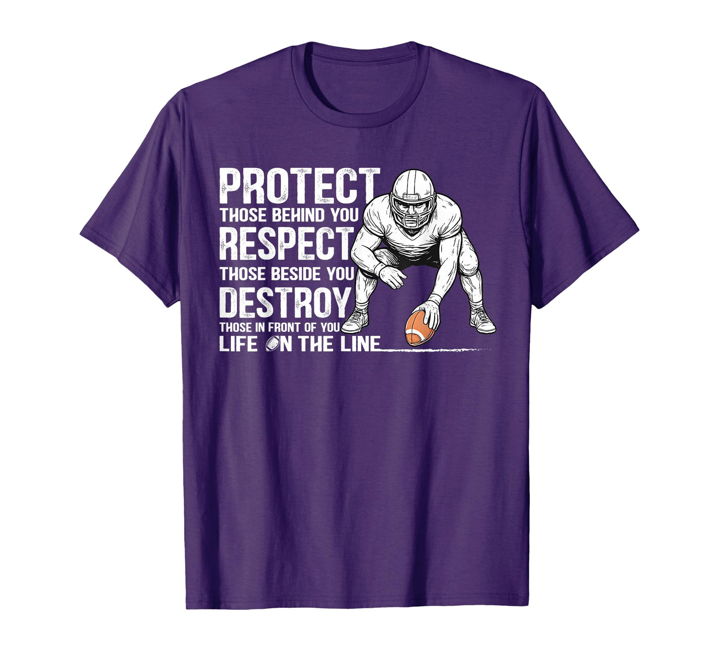 Vintage Protect Respect Destroy Offensive Lineman Football T-Shirt