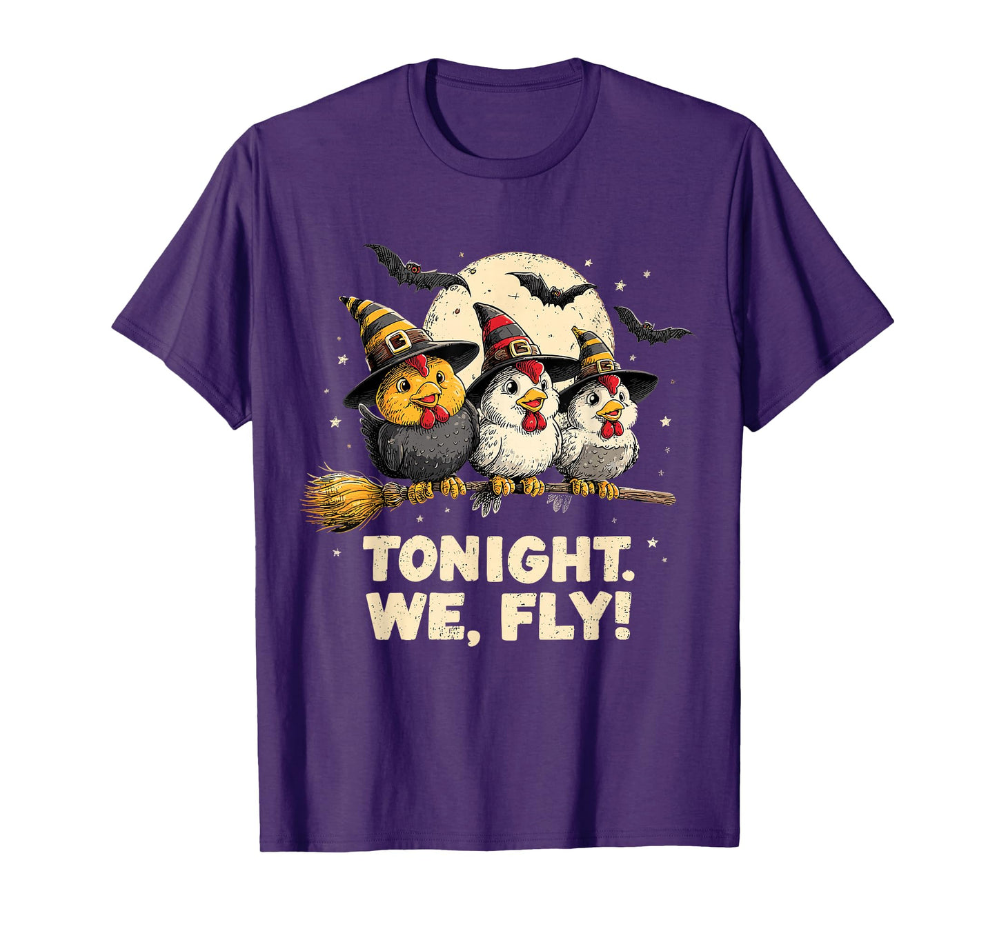 Tonight We Fly Funny Witchy Chickens Spooky Farm Halloween T-Shirt