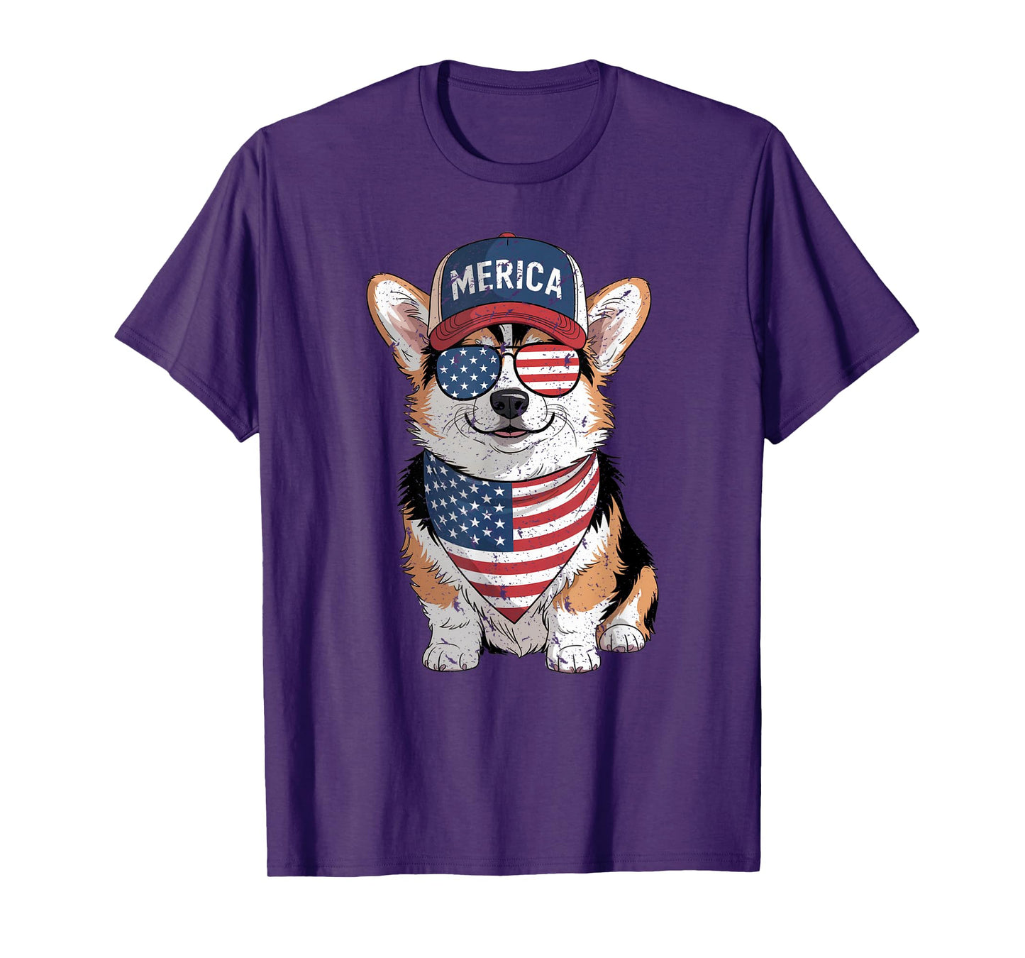 Tri Color Corgi 4th of July US American Flag Dog Patriotic Men Women Kids T-Shirt