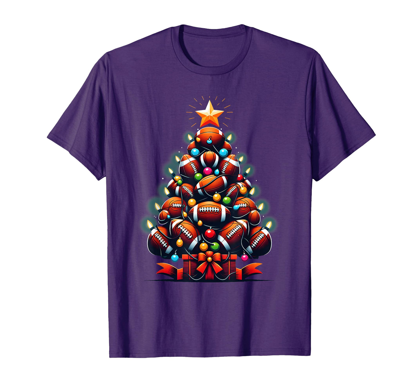American Football Christmas Tree Xmas Pajamas Player Coach T-Shirt
