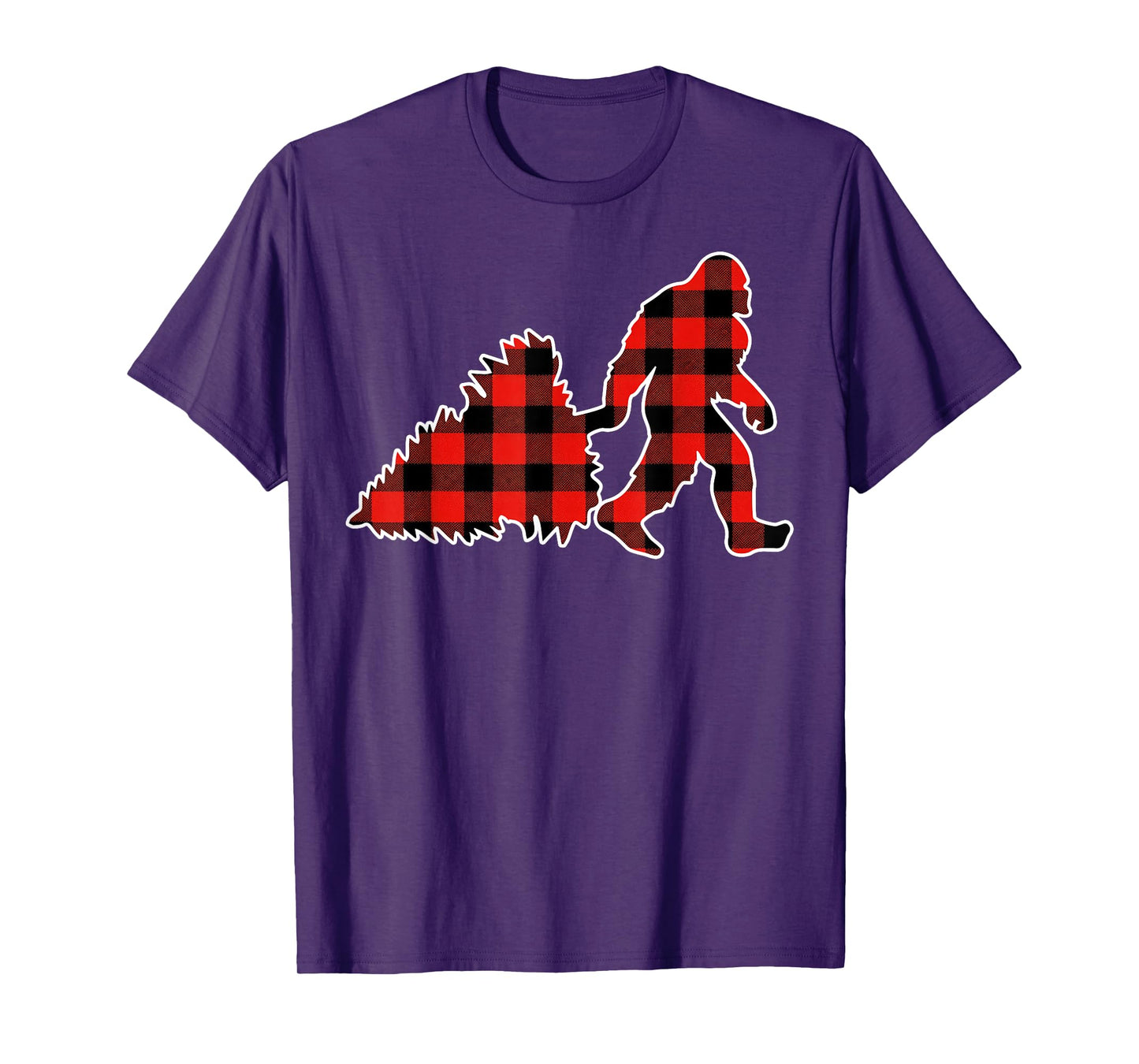 Red Buffalo Plaid Pajama Bigfoot Christmas T-Shirt