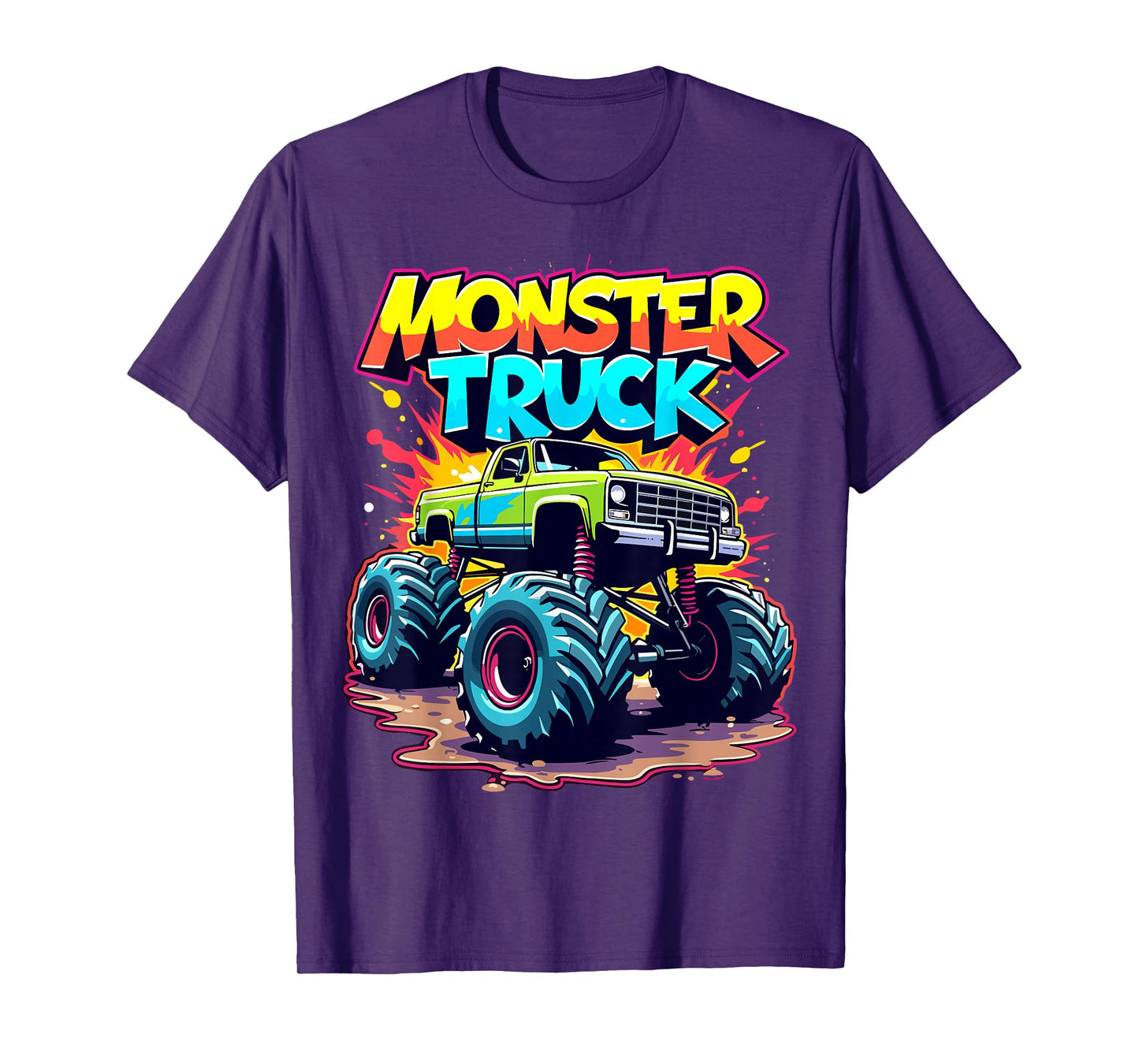 Monster Truck Birthday Party Colorful Monster Trucks T-Shirt
