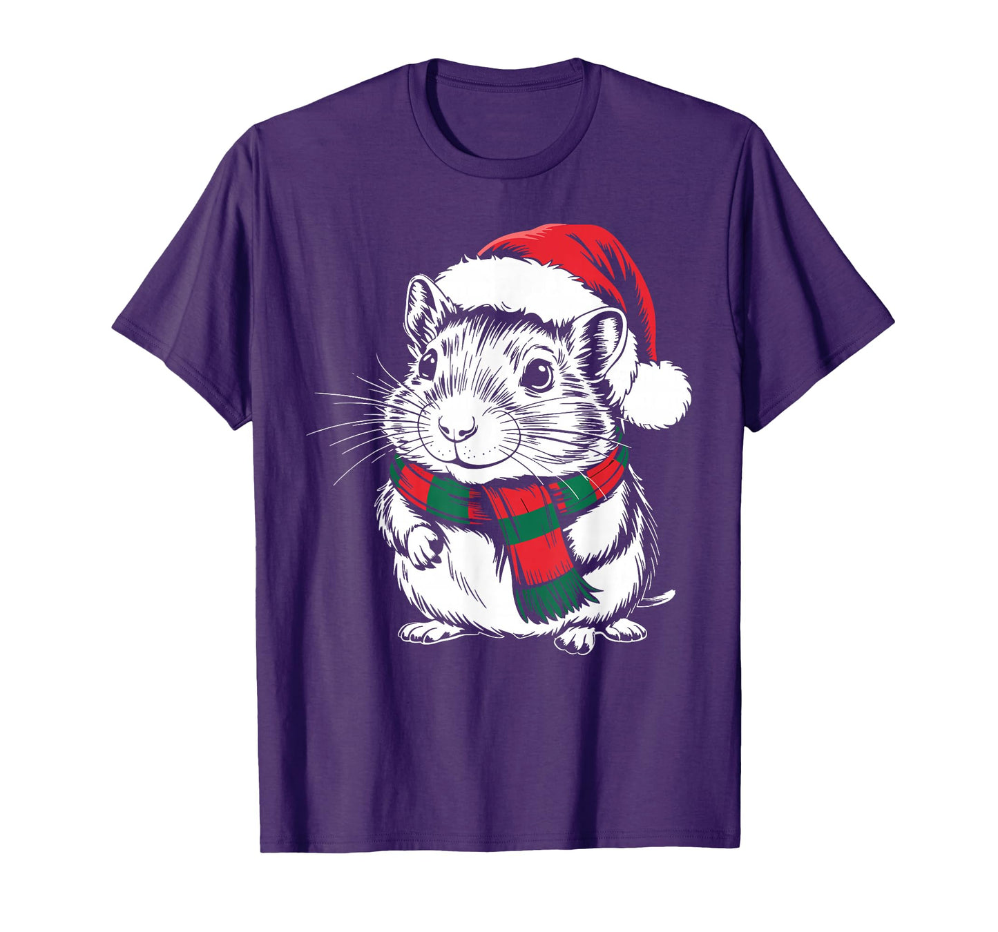 Gerbil Xmas Santa Hat Scarf Christmas Costume T-Shirt