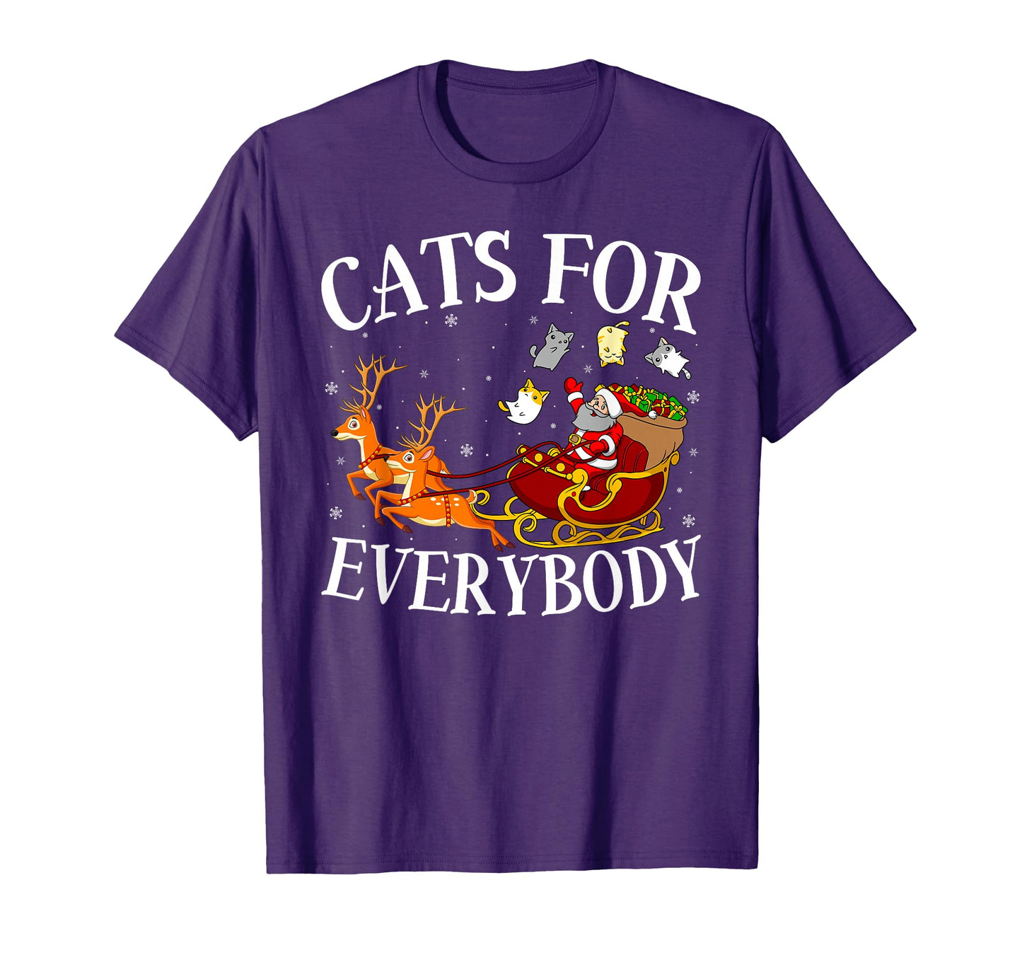 Cats for Everybody Christmas Pajamas Santa Sleigh Cat Xmas T-Shirt