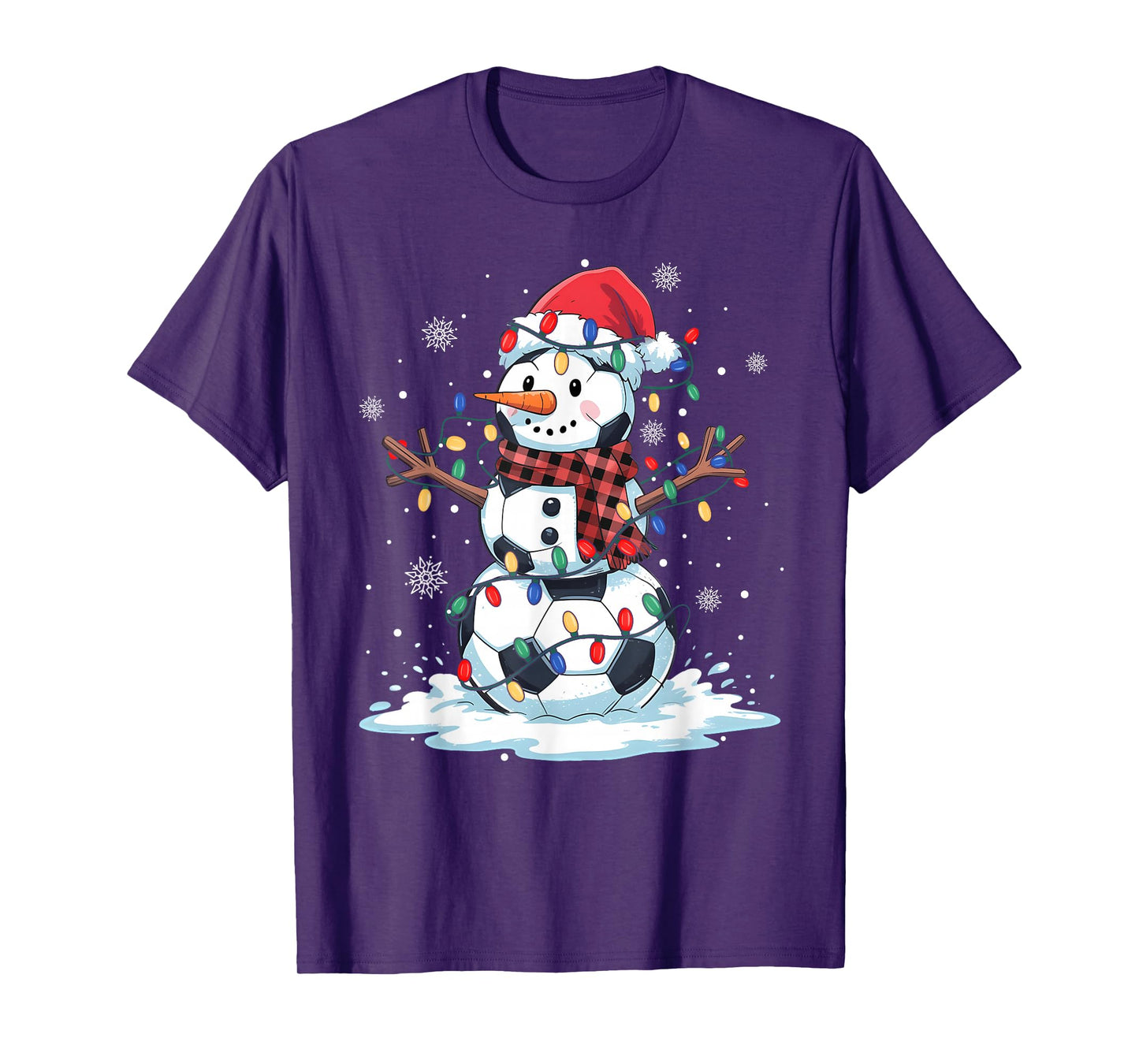 Snowman Soccer Player Santa Hat Christmas Funny Mens Boys T-Shirt