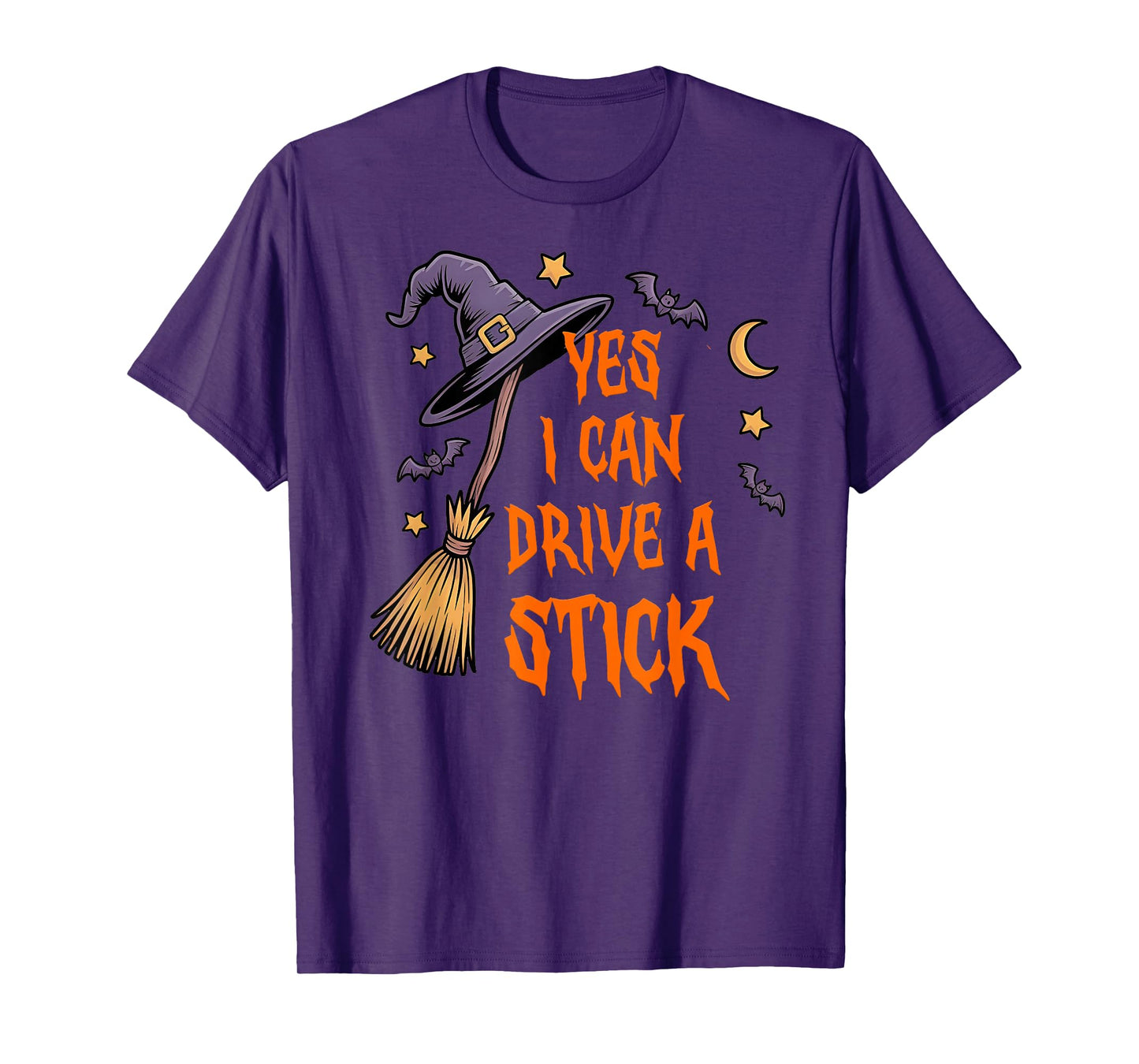 Yes I Can Drive A Stick Funny Halloween Witch T-Shirt