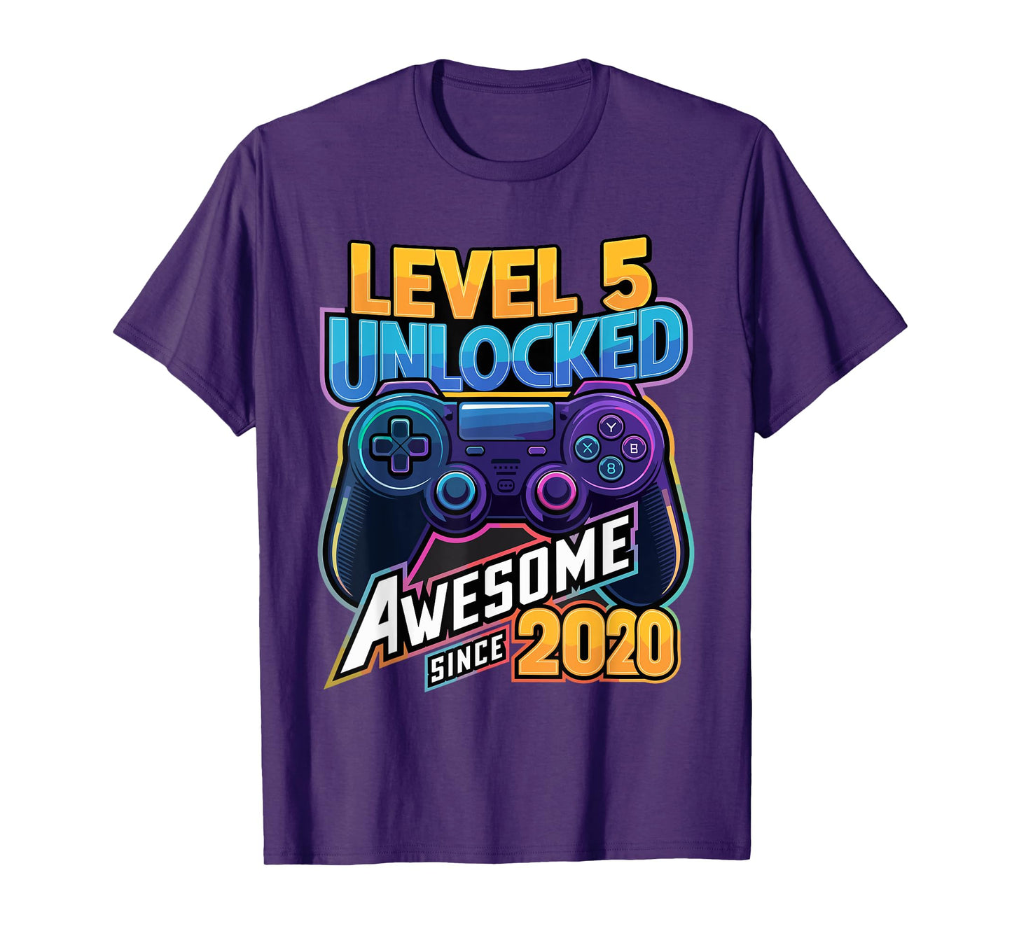 Level 5 Unlocked Awesome Since 2020 5th Birthday Gaming T-Shirt