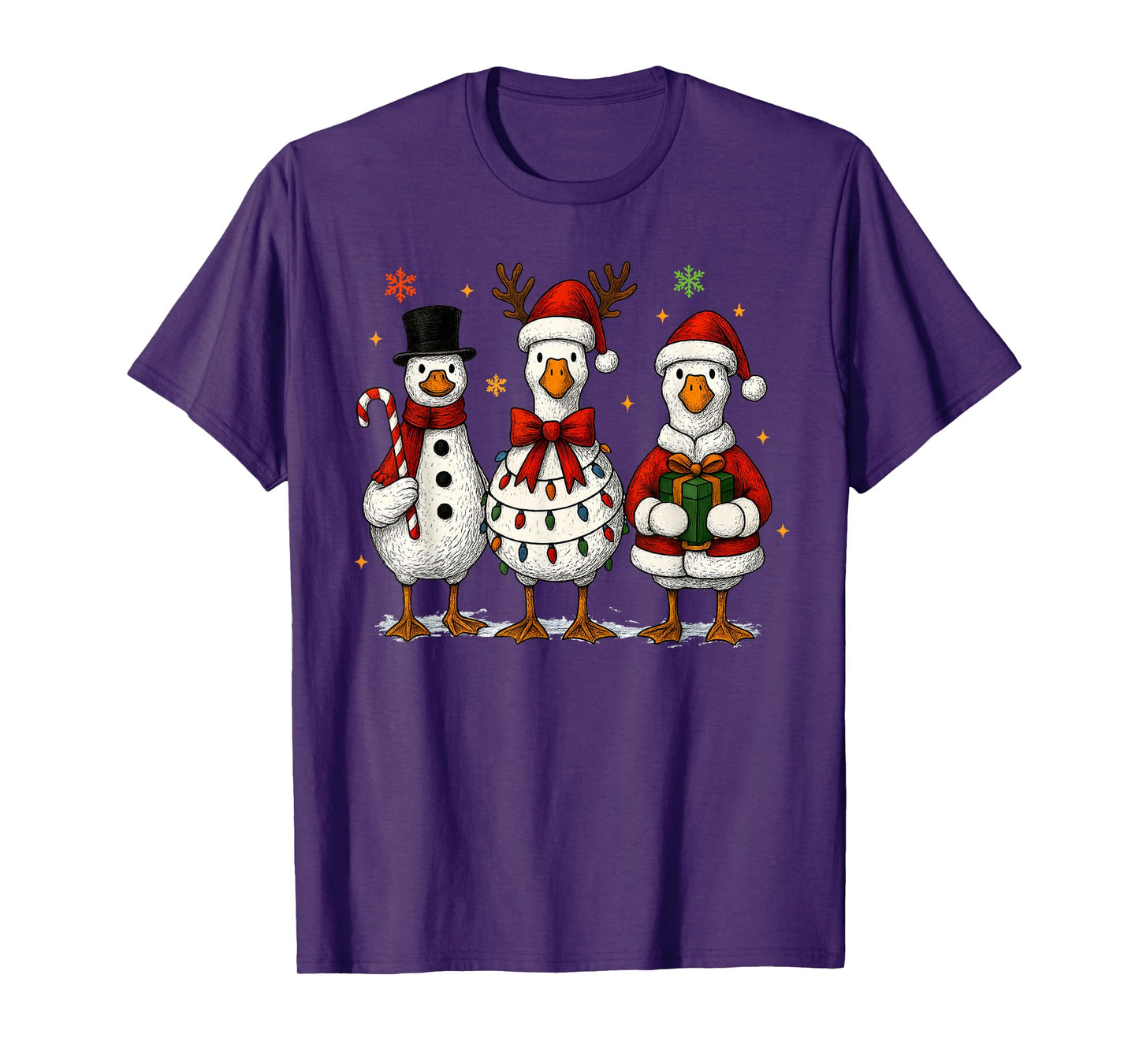Funny Silly Goose Merry Christmas Lights Goose Xmas Pajamas T-Shirt