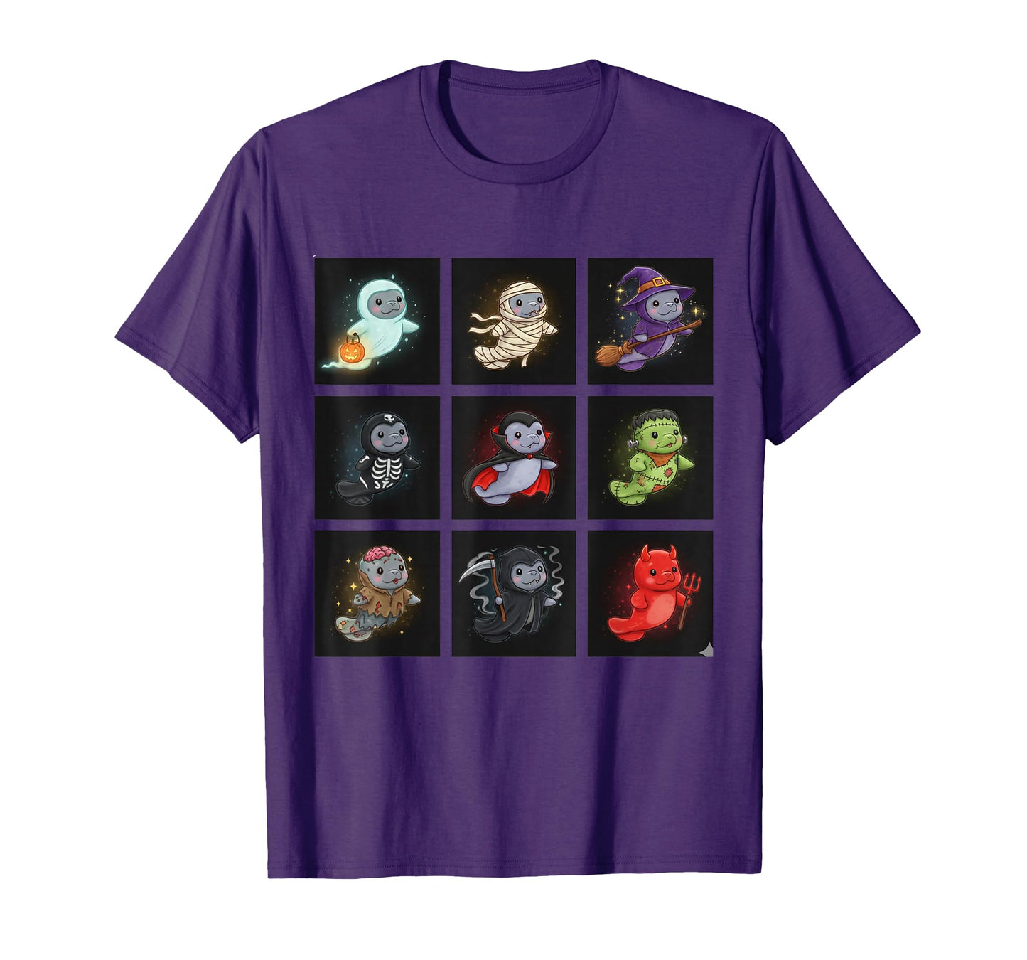 Funny Cute Manatee Boo Witch Zombie Vampire Halloween T-Shirt