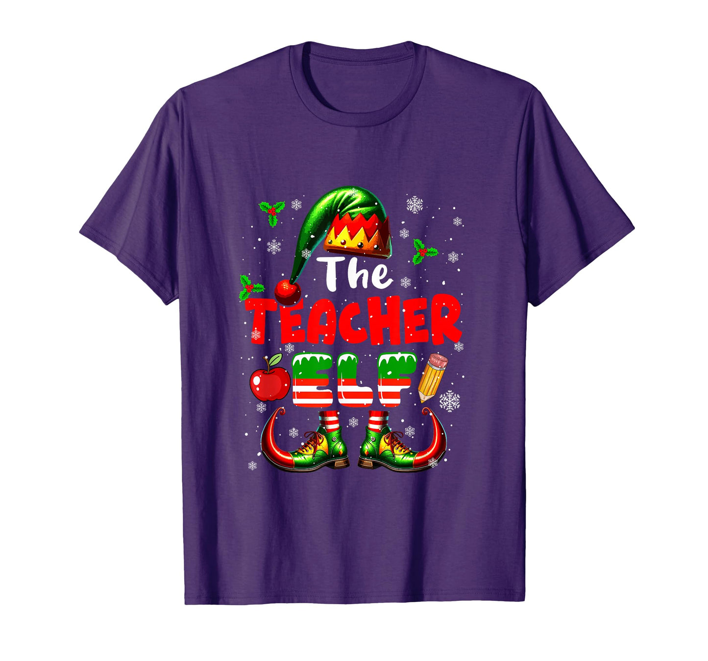 The Teacher Elf Christmas Funny Job Team Matching Parties T-Shirt