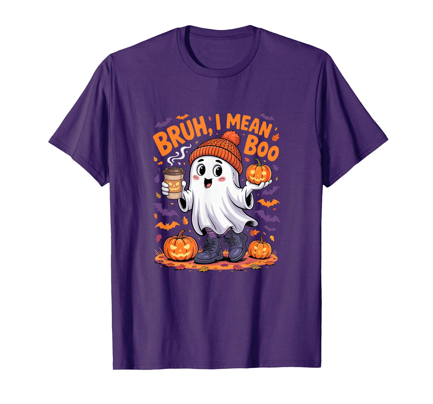 I Mean Boo Funny Joke Boo Ghost Drinking Coffee Halloween T-Shirt