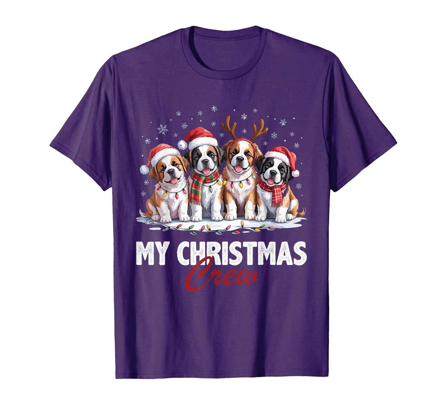 Saint Bernard Christmas Crew Funny Dog Lovers Holiday Pajama T-Shirt