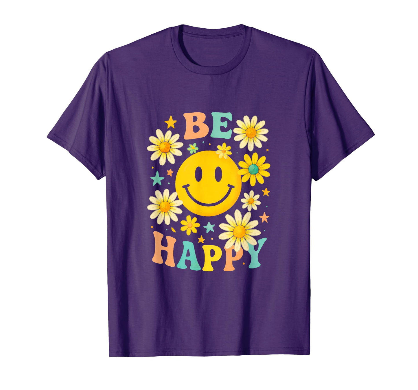 Be Happy - Retro Checkered Pattern Vintage T-Shirt