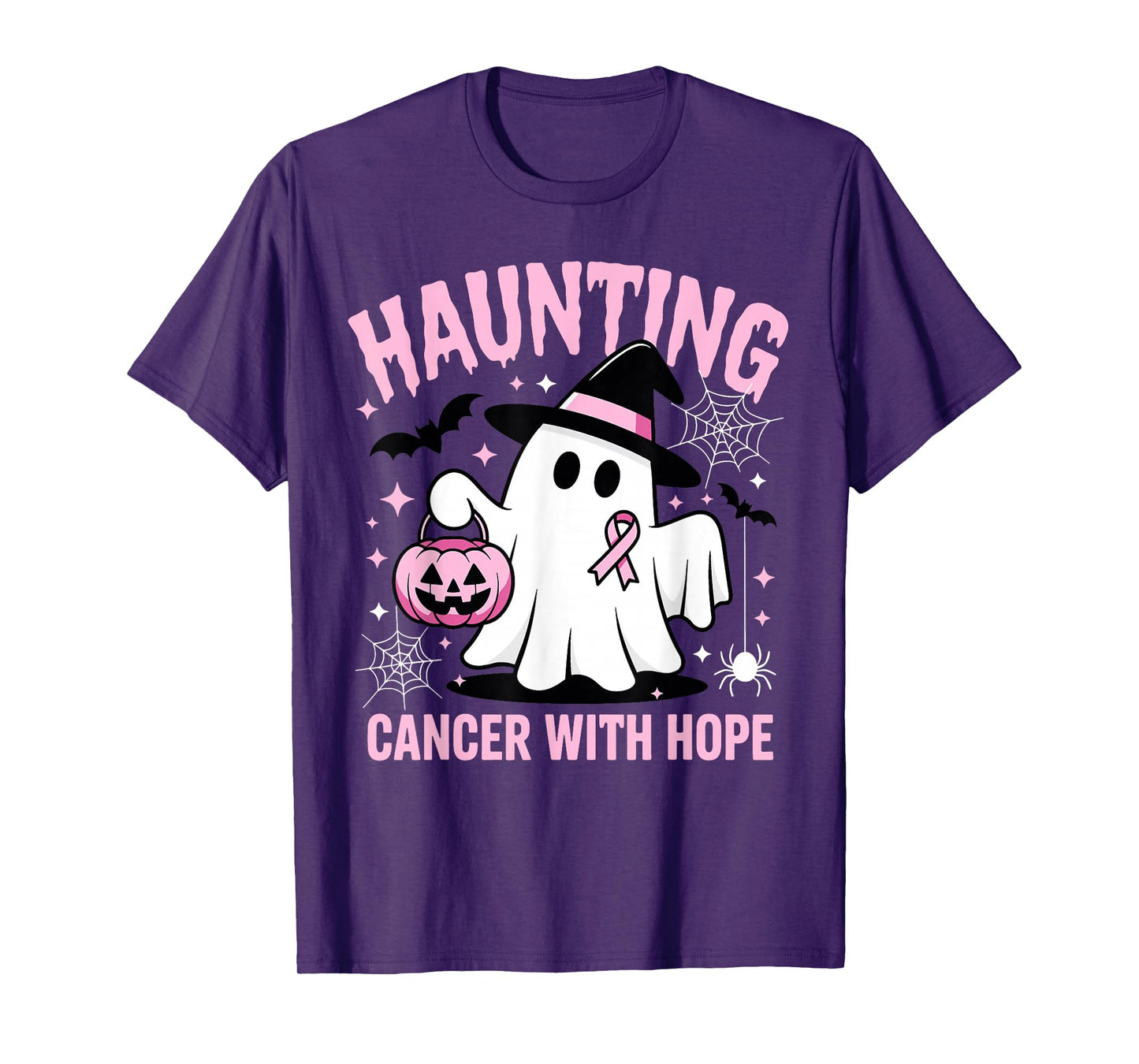 Haunting Cancer with Hope Halloween Pink Ribbon Awareness T-Shirt