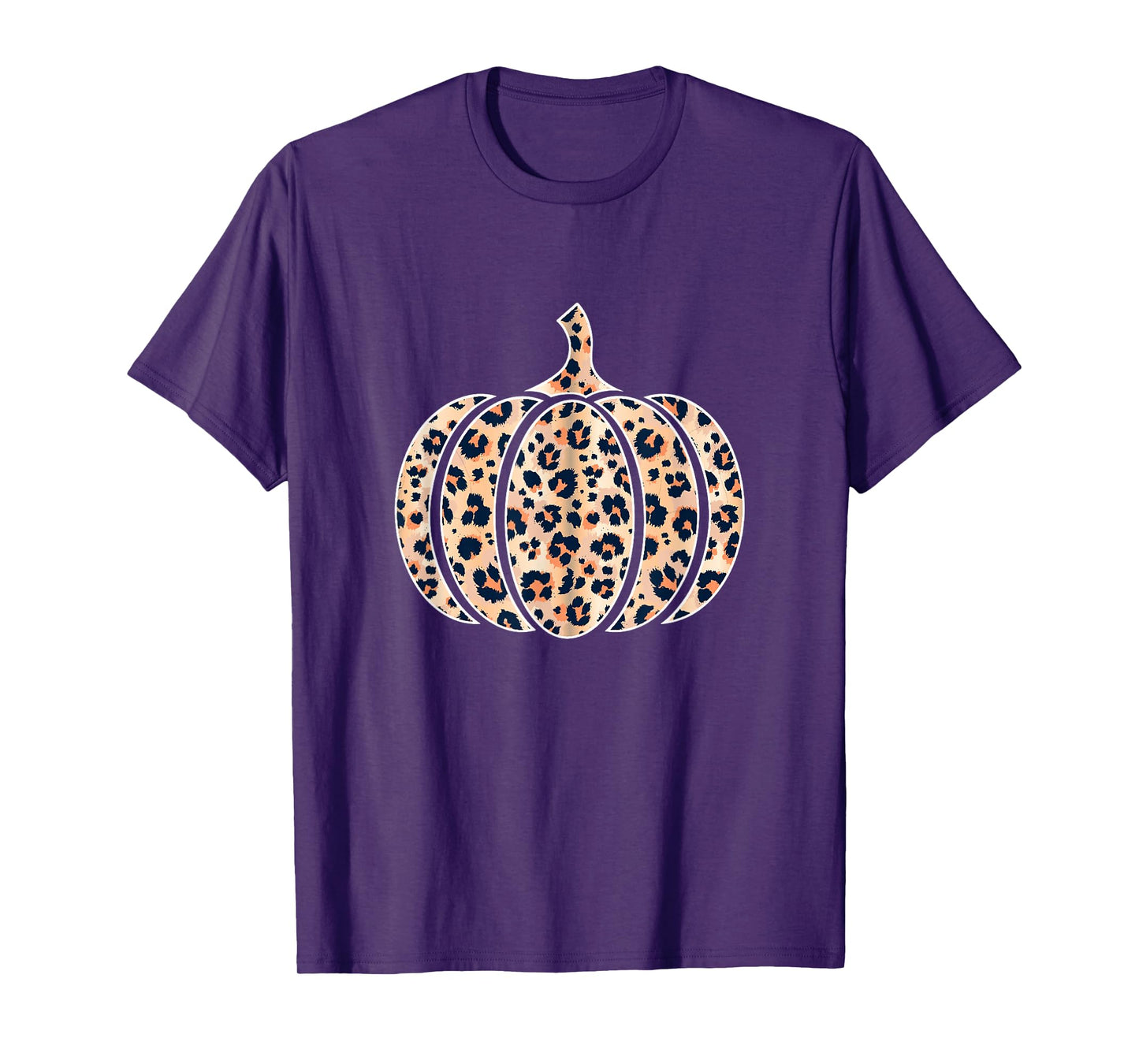 Halloween Pumpkin Women Plaid Leopard Print Thanksgiving T-Shirt