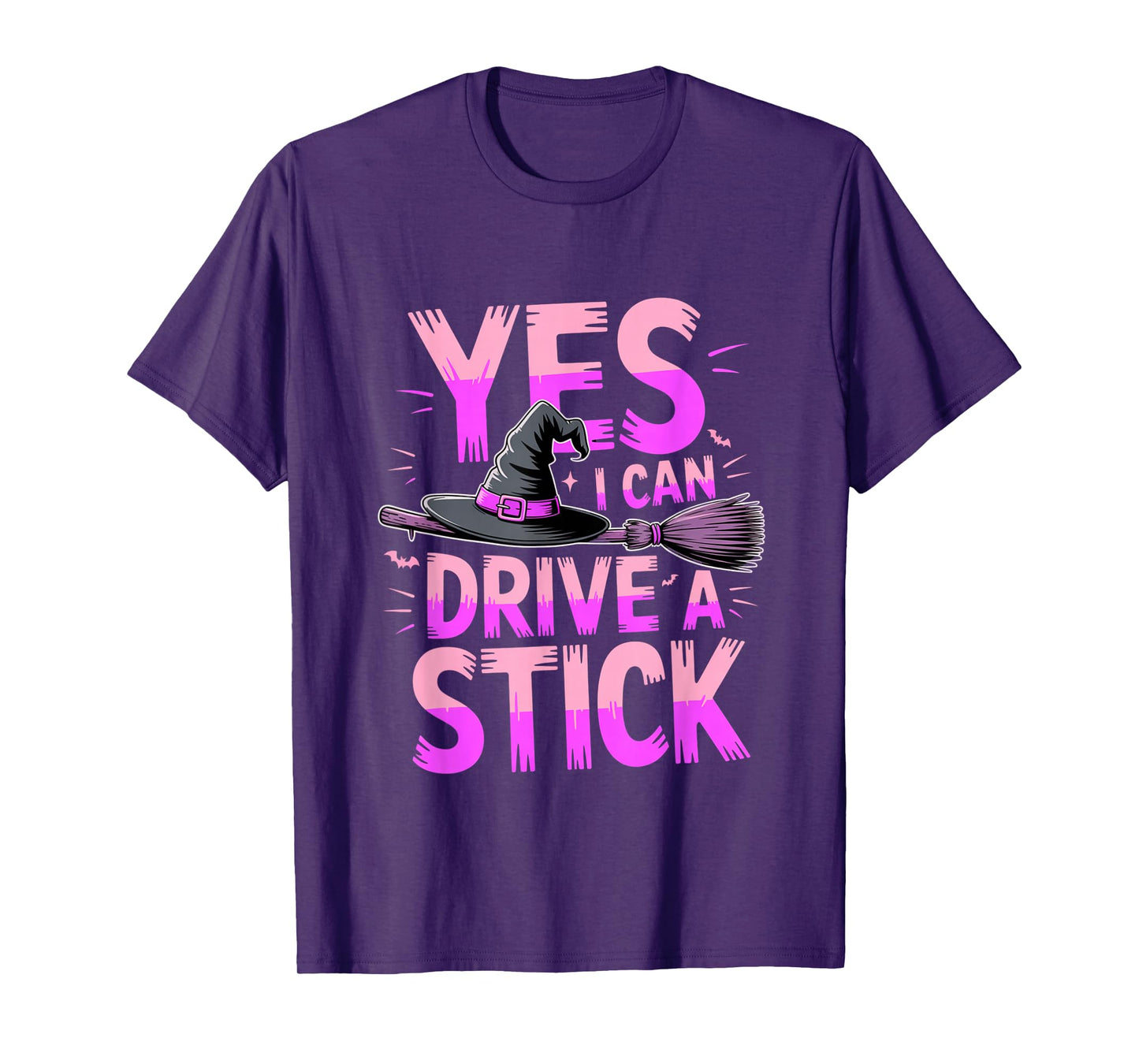 Yes I Can Drive A Stick Funny Halloween Spooky Witch T-Shirt