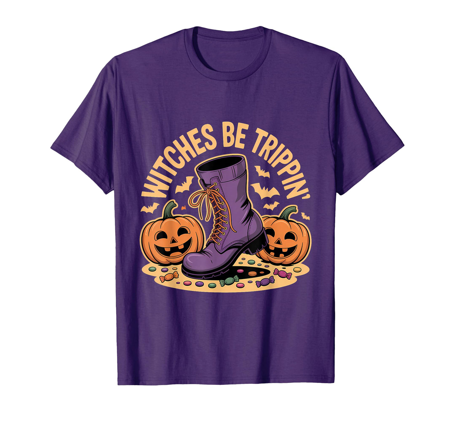 Witches Be Trippin' Pumpkin Boot Fun T-Shirt