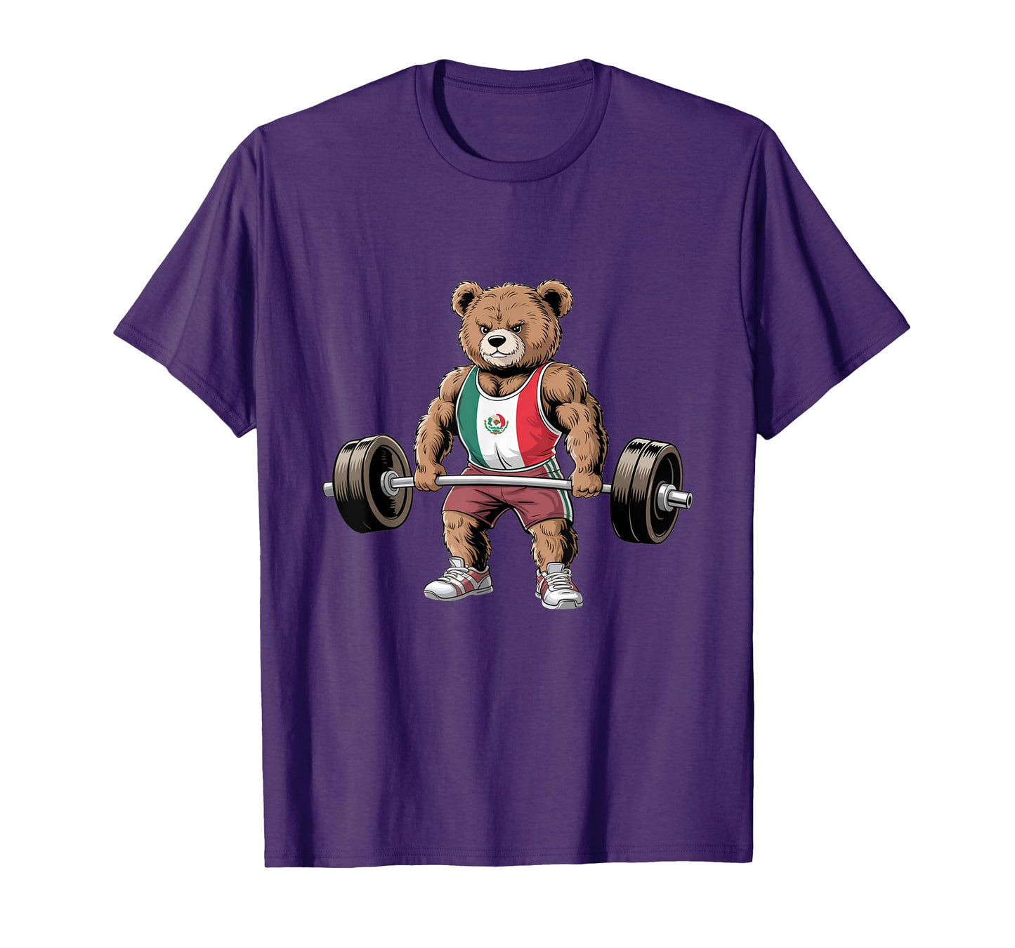 Funny teddy bear mexican flag Lifting Weights Gym Workout T-Shirt