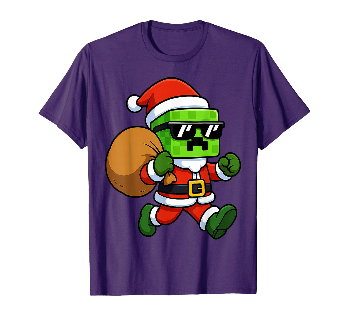 Christmas Santa Claus Video Gamer Pixel Boys Men Kids Xmas T-Shirt