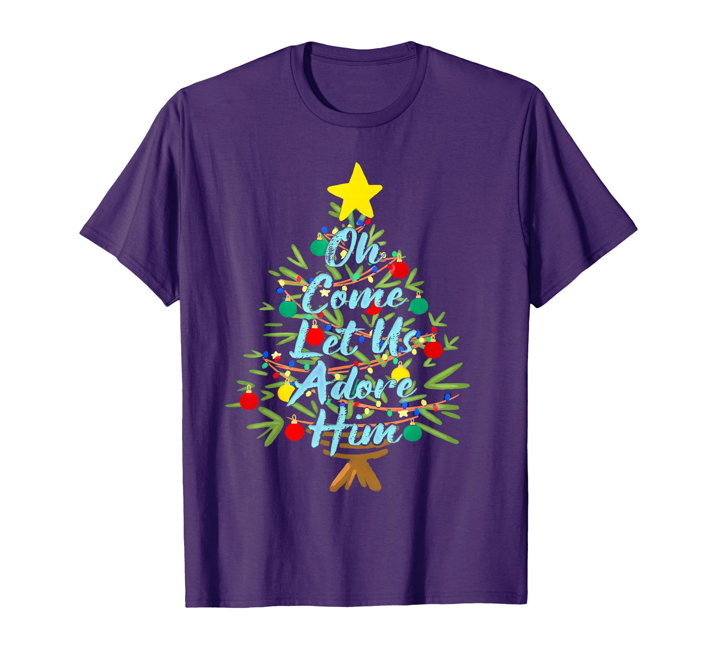 Christian Merry Christmas Xmas Oh Comes Lets Us Adore Him T-Shirt