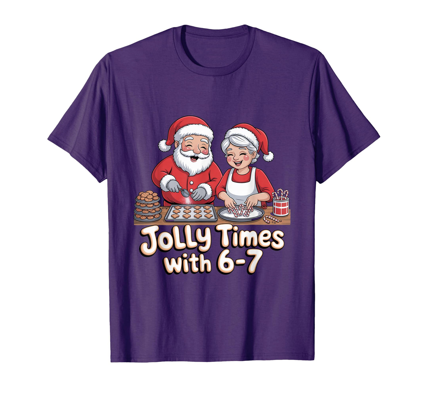 Funny 6 7 Six Seven Meme Christmas Santa Claus Women Men T-Shirt
