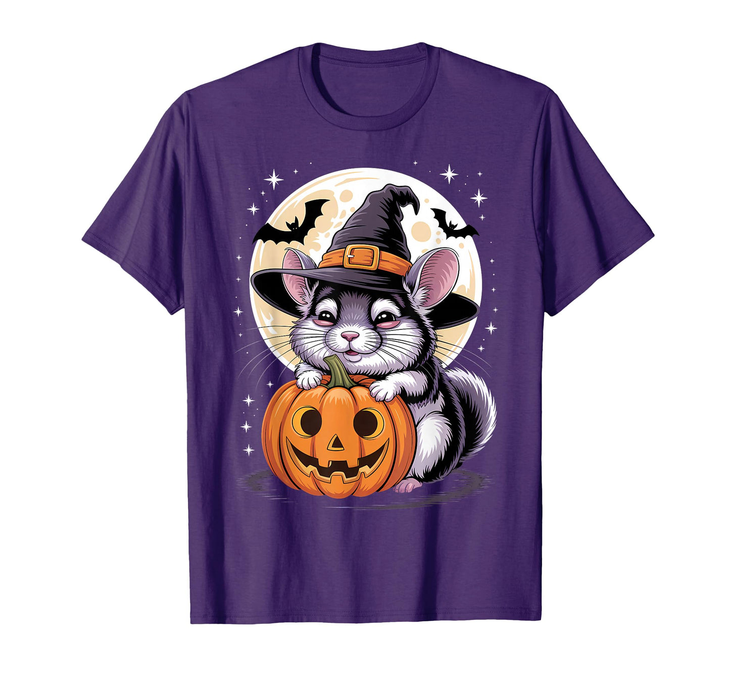 Halloween Chinchilla Witch Hat Pumpkin Spooky T-Shirt