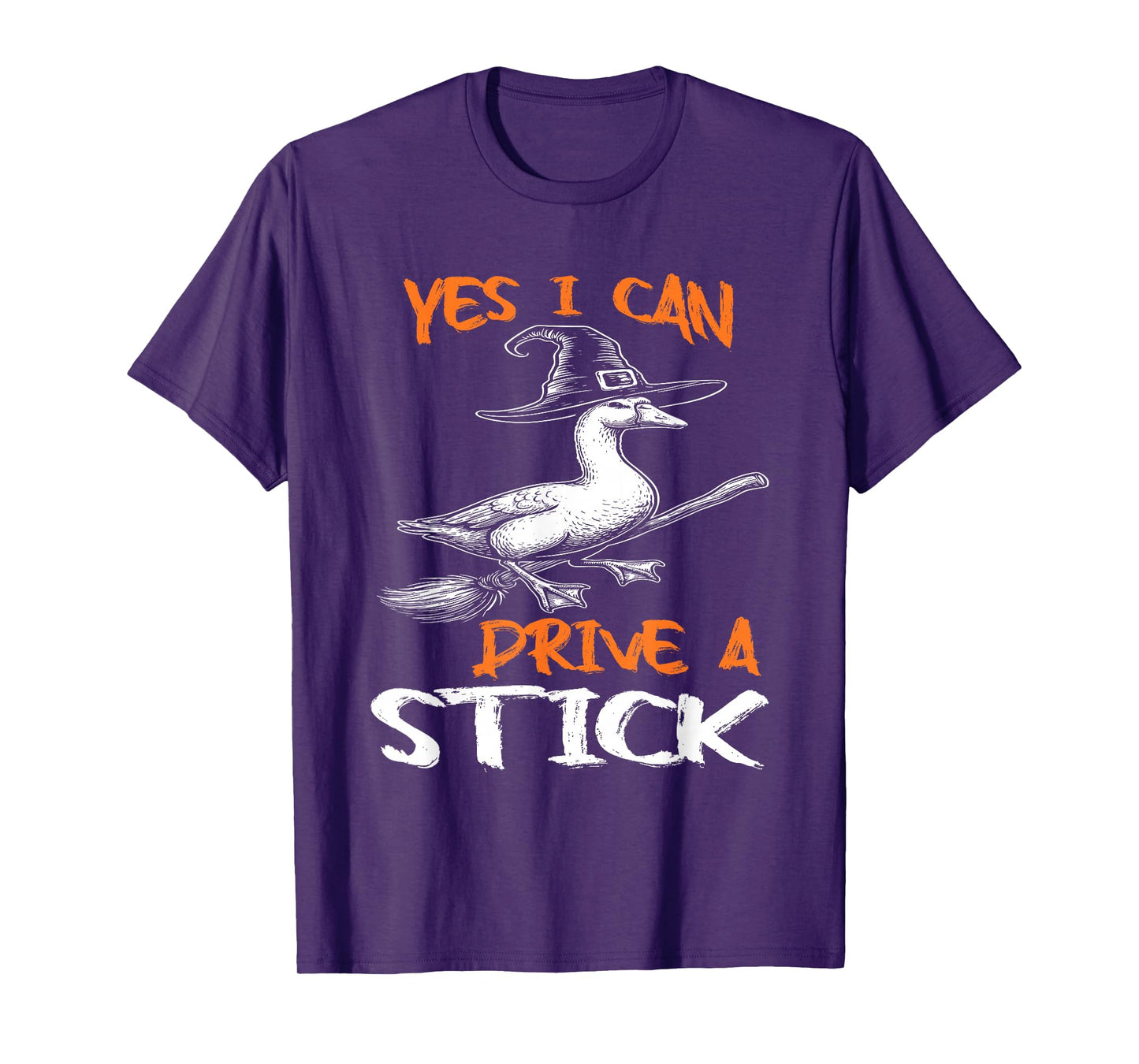 Funny Witch Goose Yes I Can Drive A Stick Halloween T-Shirt