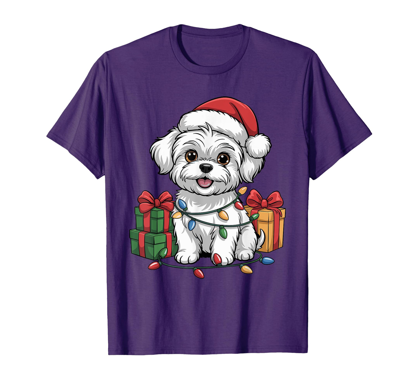 Cute Maltese Christmas Xmas Design Funny Dog Lover Holiday T-Shirt