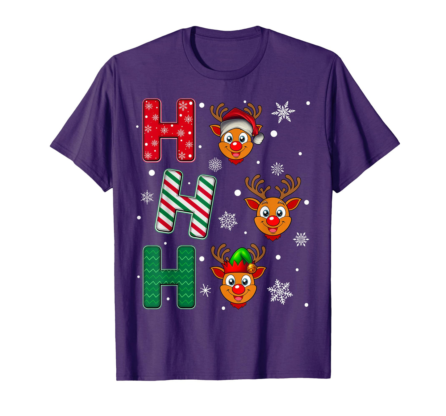Ho Ho Ho Reindeer Animal Matching Santa Elf Xmas T-Shirt