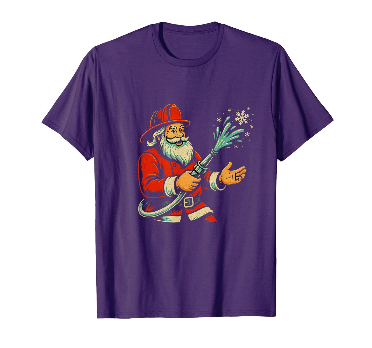 Firefighter Christmas Funny Santa Claus Fireman T-Shirt