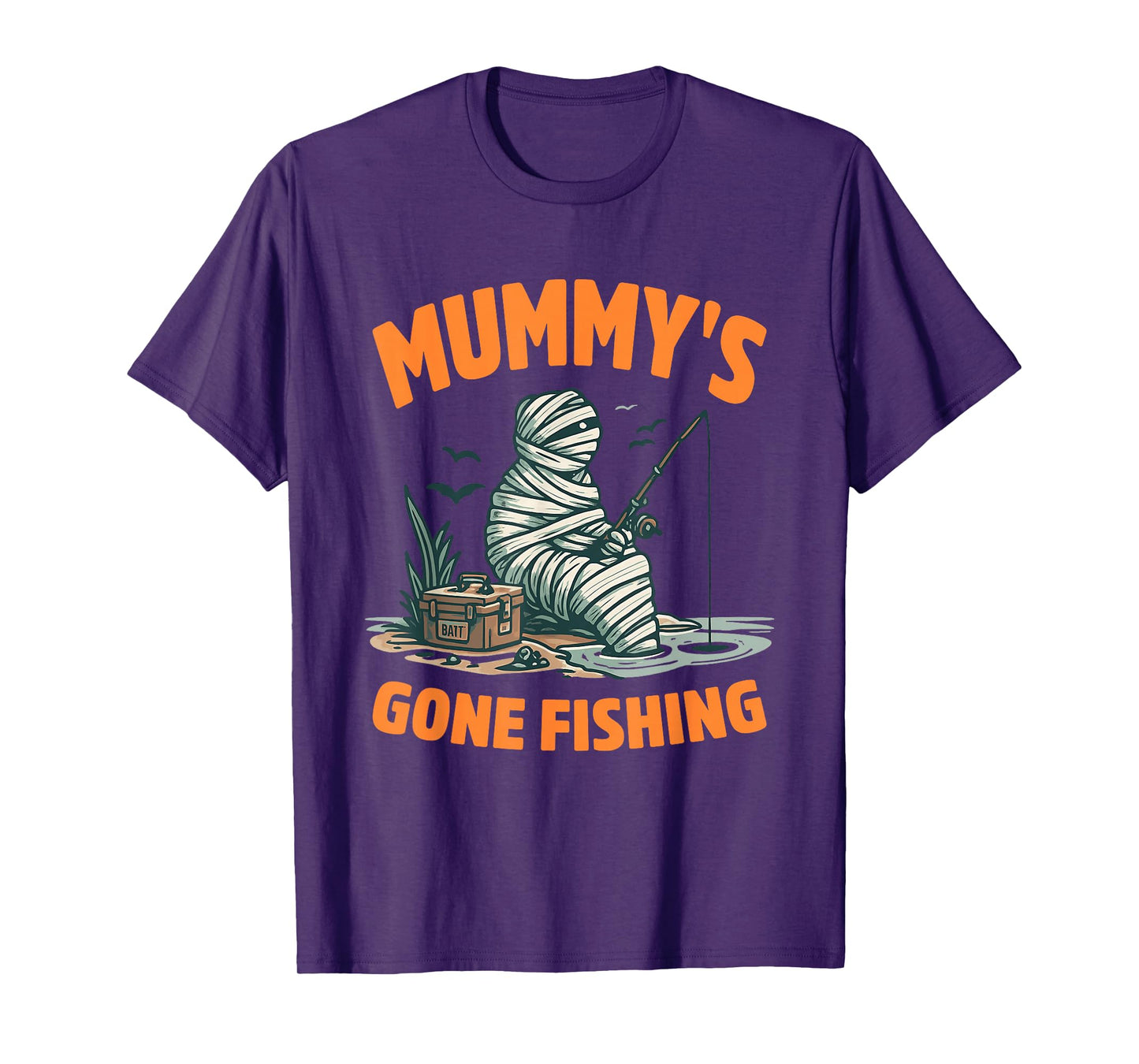 Mummy's Gone Fishing Halloween Design T-Shirt