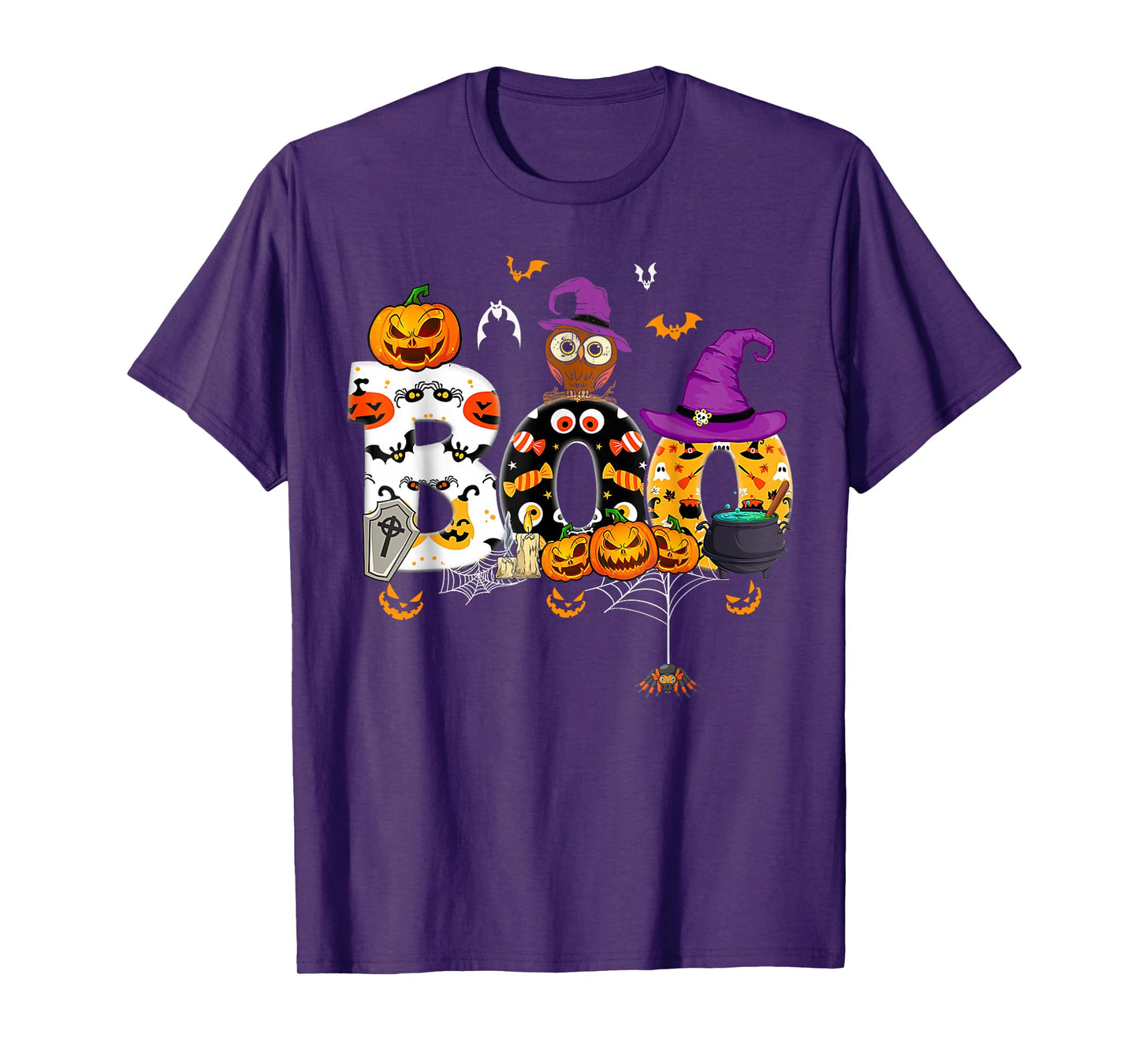 Halloween Costume Boo Owl Witch Hat Spider Pumpkin T-Shirt