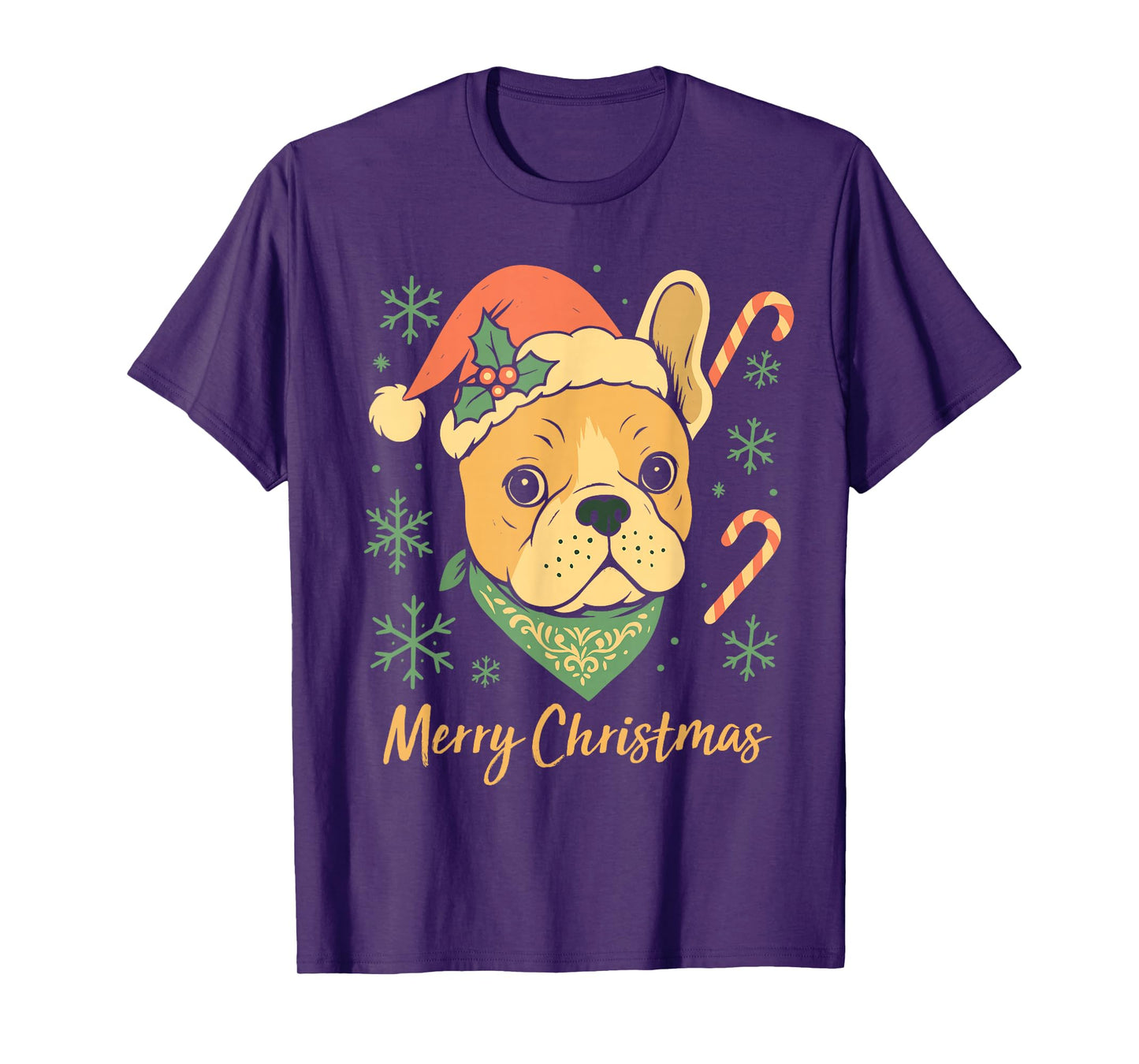 French Bulldog Lovers Merry Christmas Santa Hat Xmas Family T-Shirt