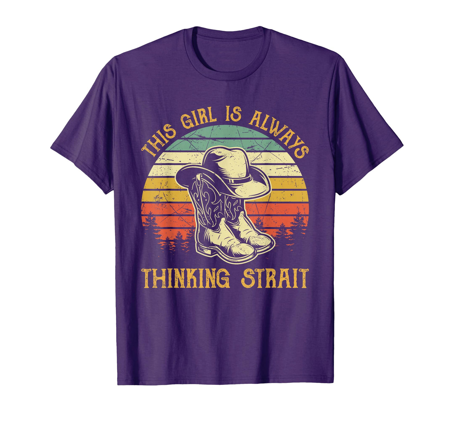 This Girl Is Always Thinking Strait Country Western Cowgirl T-Shirt