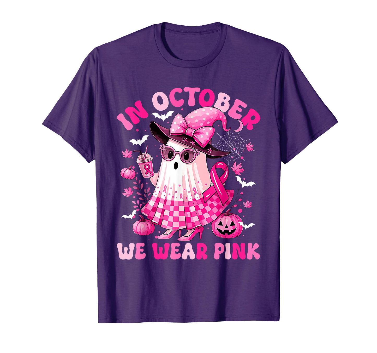 Breast Cancer Halloween Women in October We Wear Pink T-Shirt