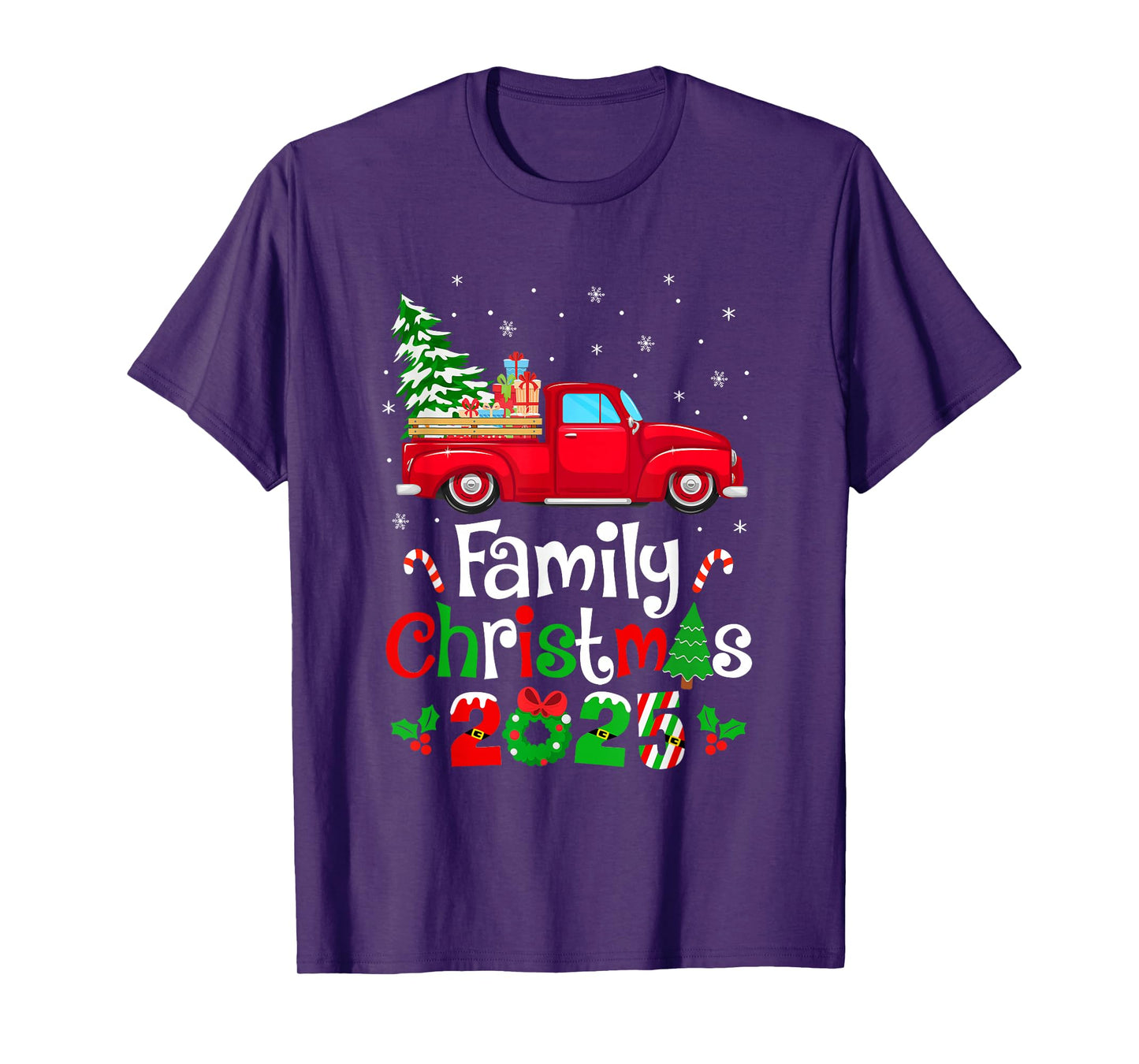 Family Christmas 2025 Truck Tree Squad Matching Xmas Team T-Shirt