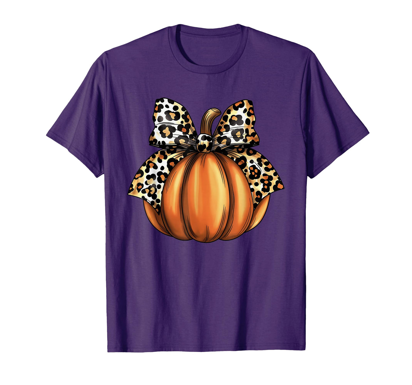 Pumpkin Leopard Coquette Bow Women Girls Kids Halloween T-Shirt