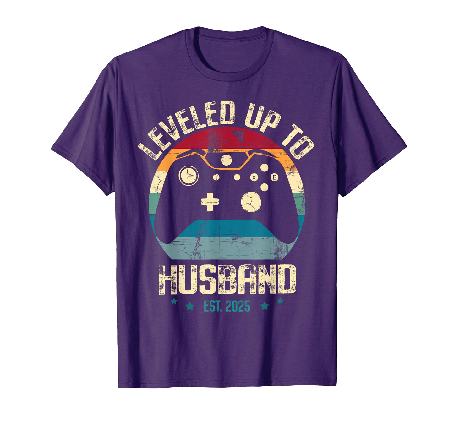 Leveled Up To Husband est 2025 Newly Married Gamer Bachelor T-Shirt