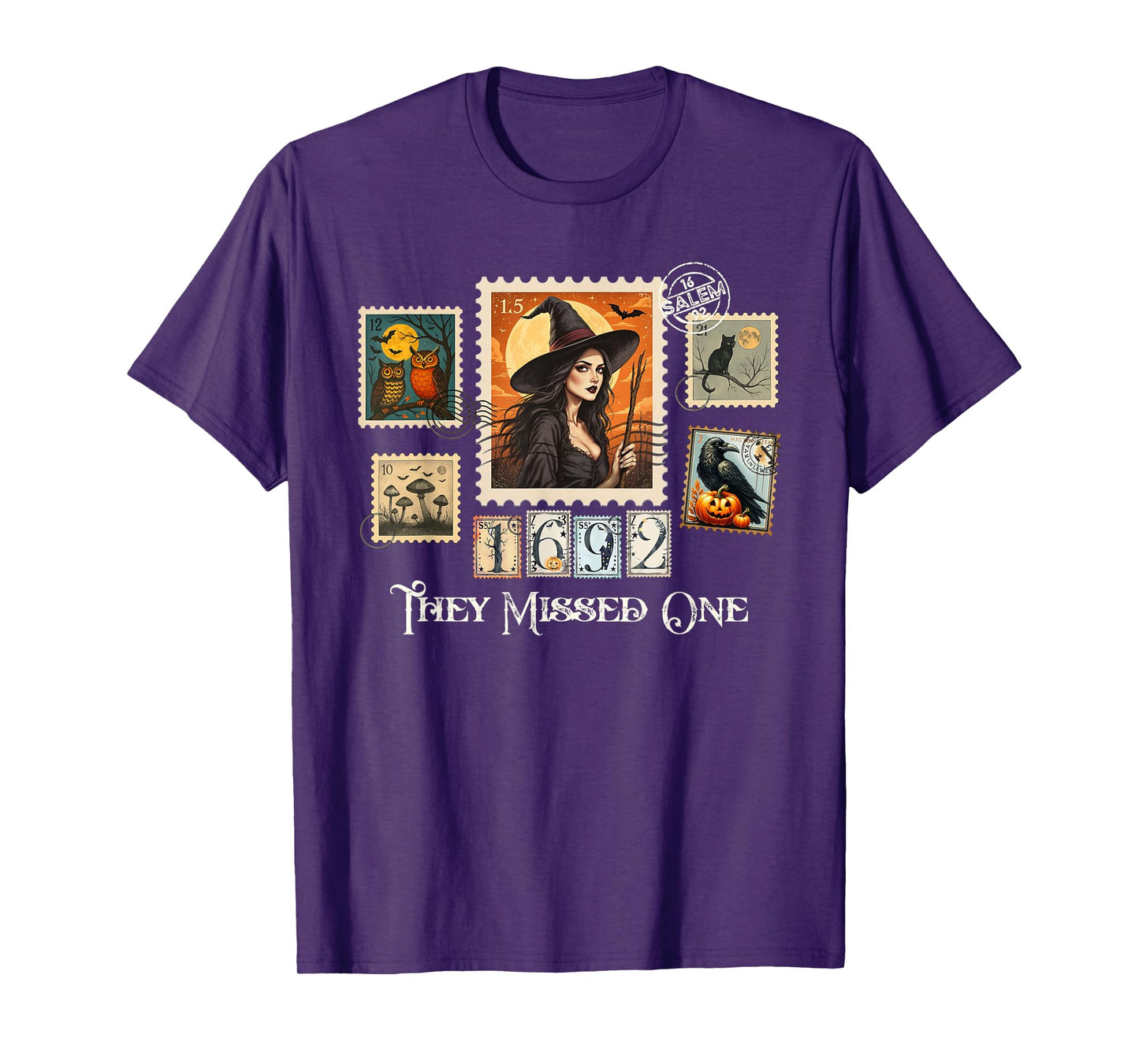Halloween Postage Stamps Witch Salem They Missed One 1692 T-Shirt
