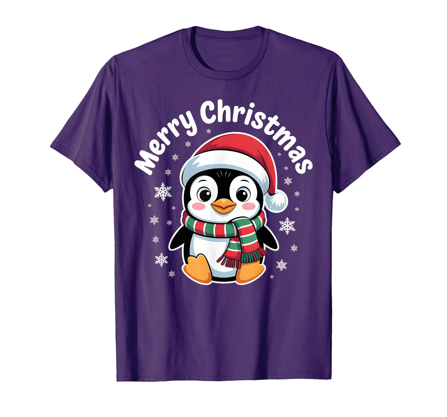 Merry Christmas Penguin Cute Santa Hat Winter Holiday T-Shirt