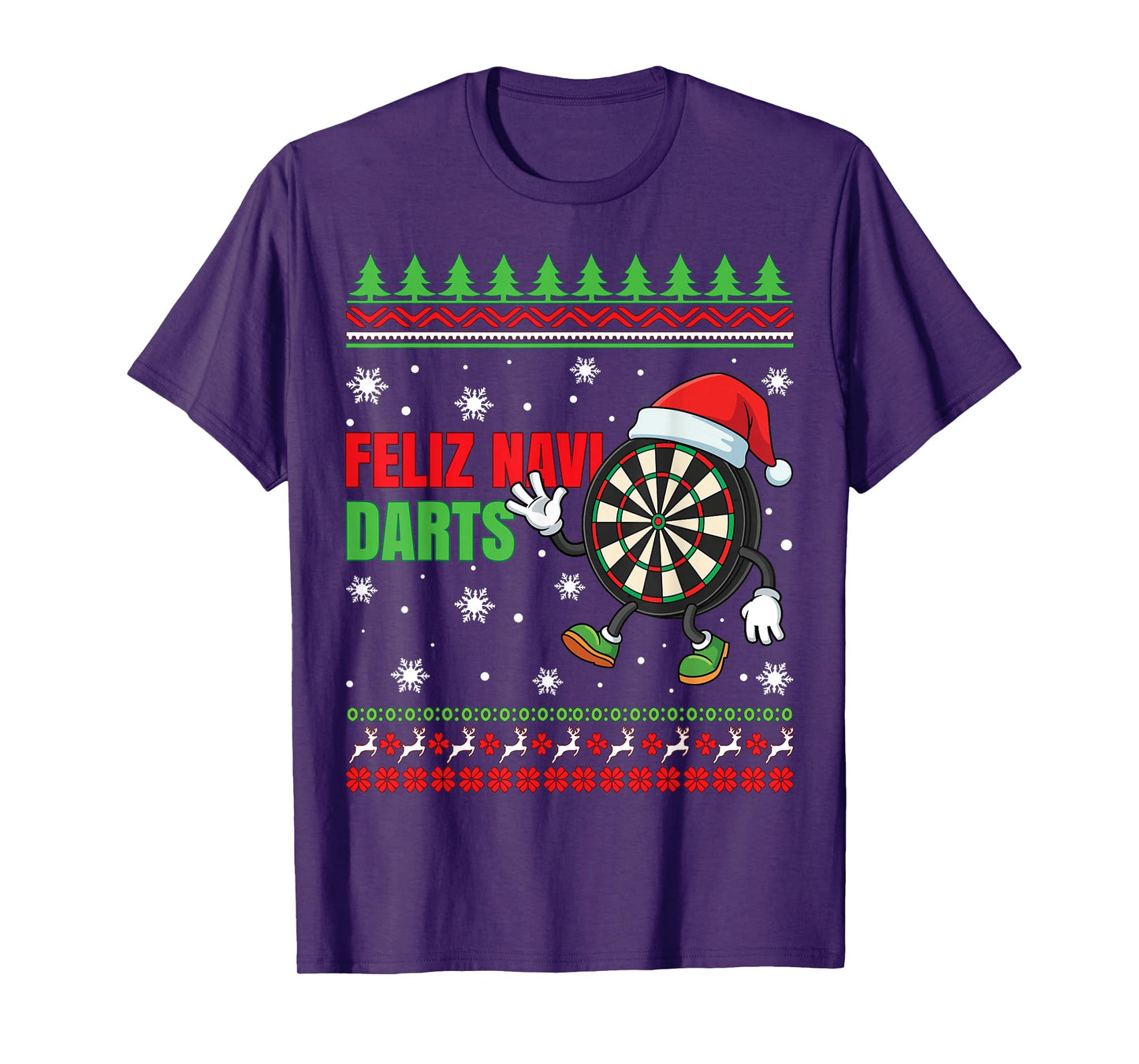 Feliz Navi Darts Christmas Dartboard Funny Ugly Christmas T-Shirt