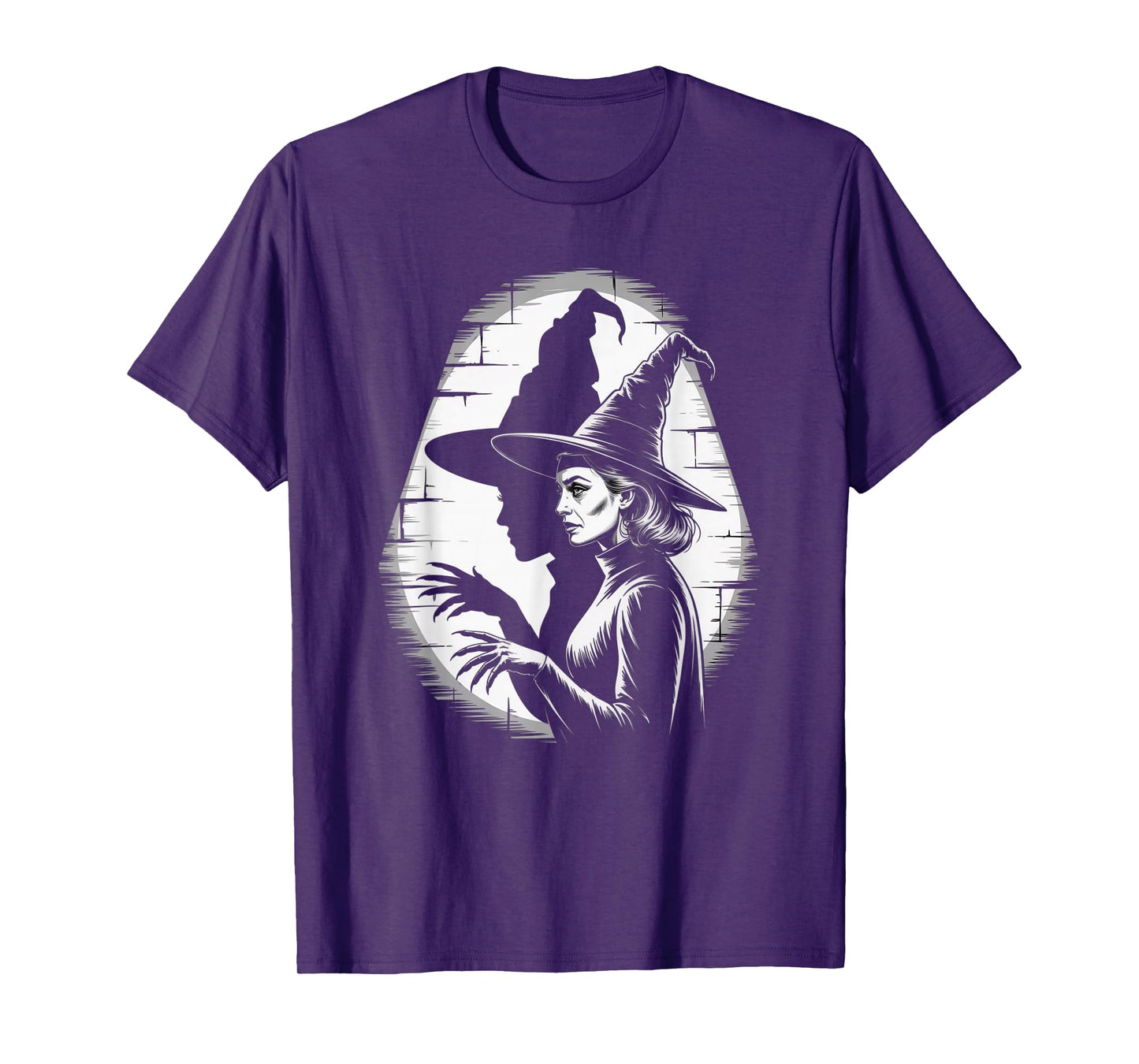 Vintage Witch Profiles with Shadow Horror Art T-Shirt